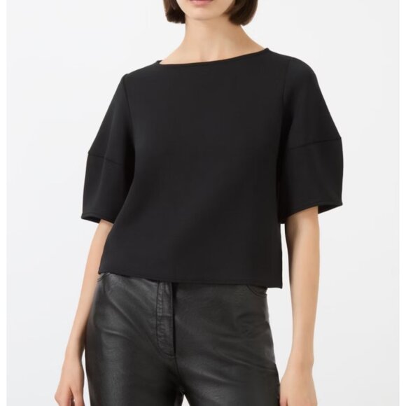 Spanx AirEssentials Puff Sleeve Desk to Dinner Elbow Sleeve Top Very Black L - Picture 3 of 13